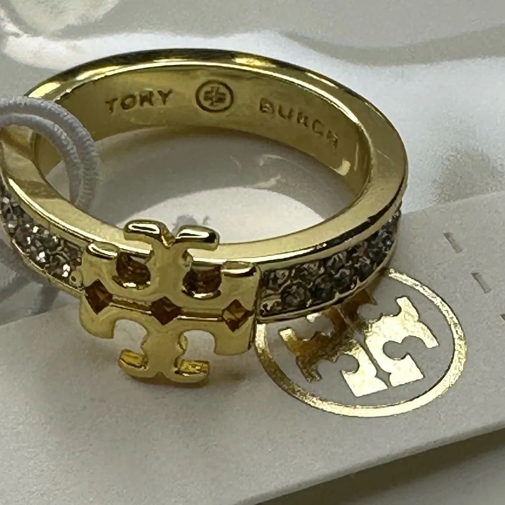 Tory Burch Gold Crystal-Embellished Ring